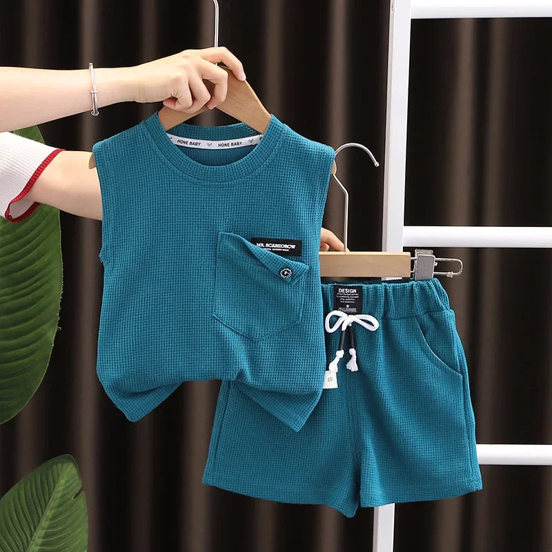 Cotton Soft baby Boys' and Girls' Clothing sets Casual Fashion kids Short Sleevesuits Summer Wear