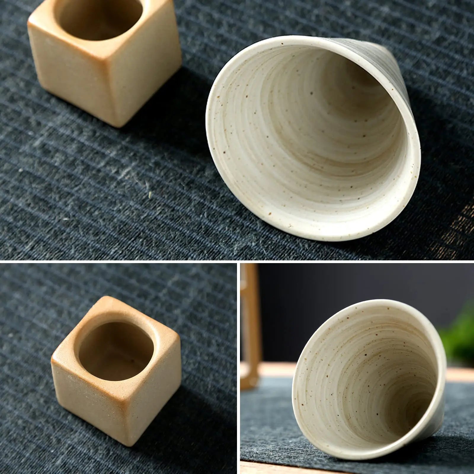 1Pack Ceramic Coffee Cup with Base 100mlCreative Triangular Cone Porcelain Cup Funnel Coffee Tea Cup Set Personalized Coffee Cup