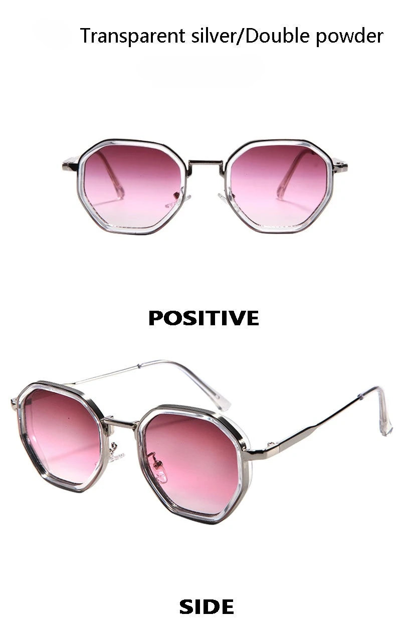 Fashion Punk Goggles, Protective Glasses for Men, Metal Polygonal Large Frame, Fashionable Sunglasses, Outdoor UV Protection