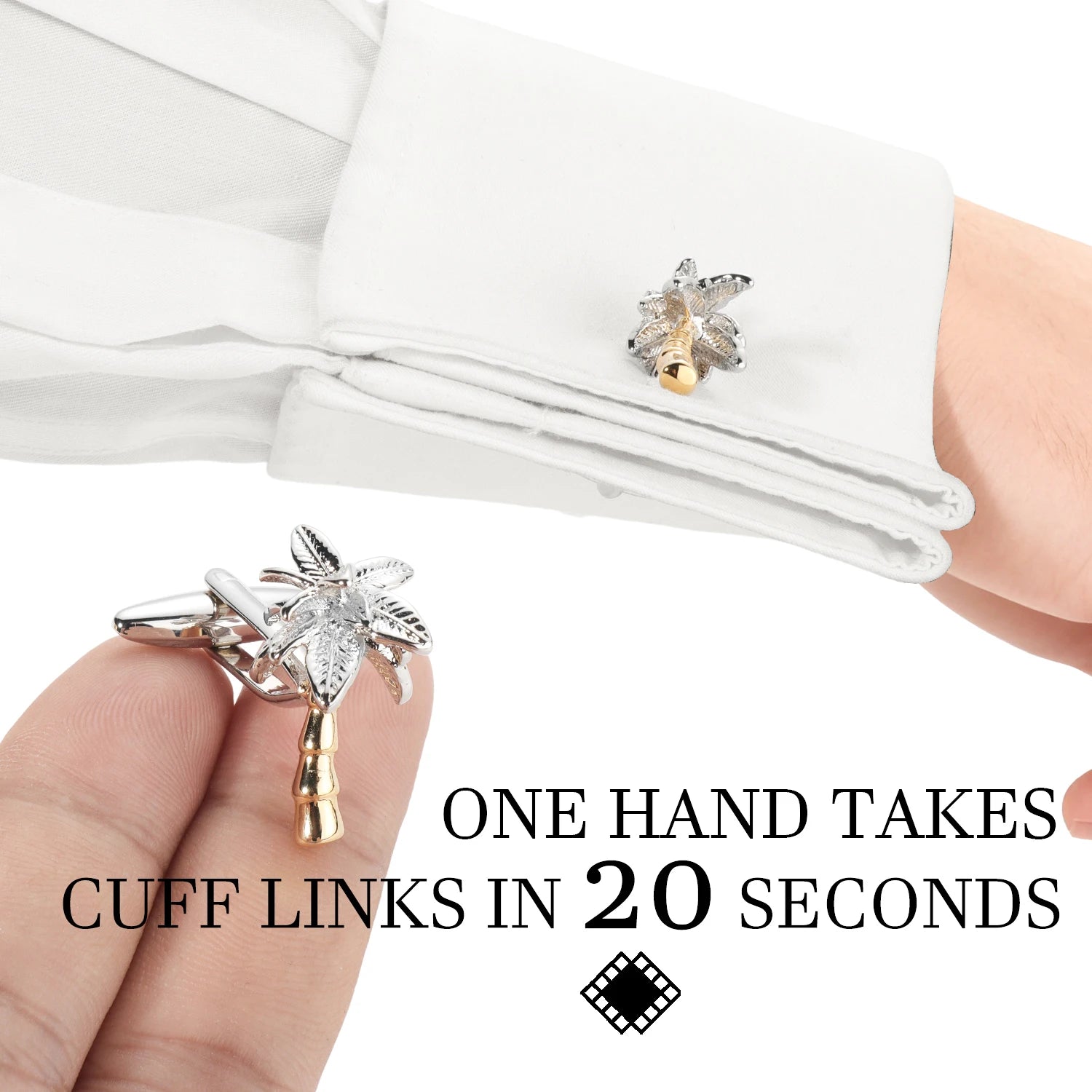 Palm Tree Cuff Links Men's Two - Tone Gold Silver Cufflinks Novelty Tropical Style Tie Accessory for Party Beach Themed Events