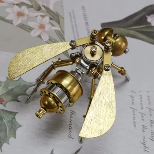 Metal Assembled Insect Ocean Player Spider Dragonfly Mosquito Punk Decorative Gift 3D DIY Tight Mechanical Insect Science Museu