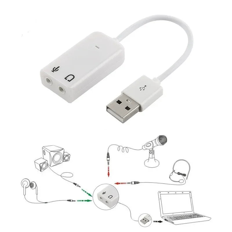 USB Sound Card Virtual 7.1 3D External USB Audio Adapter USB to Jack 3.5mm Earphone Micphone Sound Card for Laptop Notebook PC