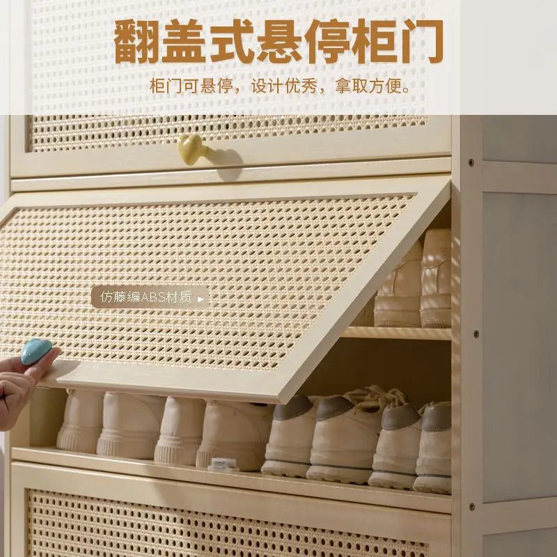 Living room, locker, space-saving cabinet, multi-layer storage, shoe rack, cream wind shoe cabinet, household door entrance