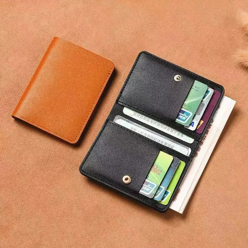Leather Small Wallet for Men Short Simple Women's Purse Fashion Ultra Thin Credit Card Bag Coin Purse - Free Item