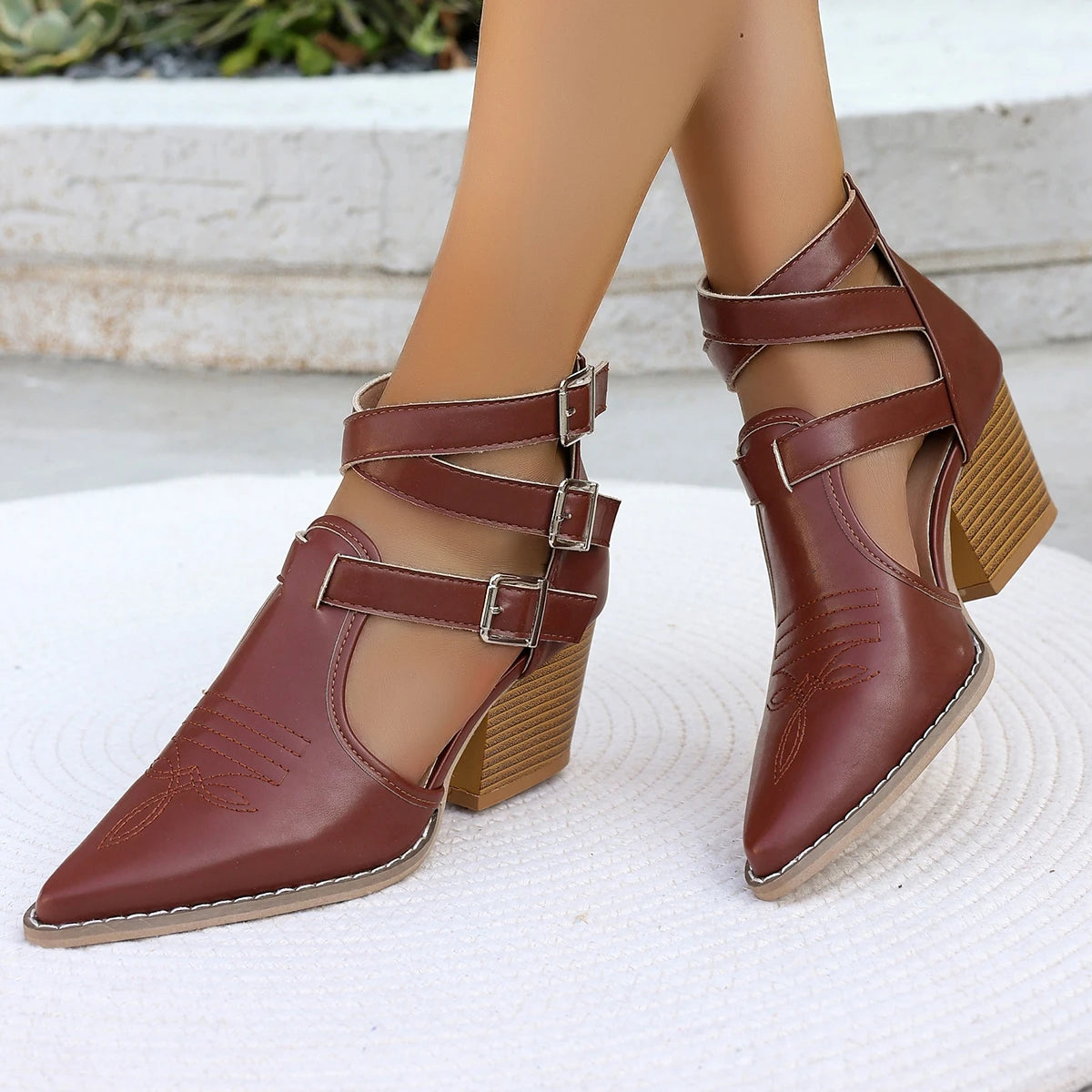 Women's Sandals 2024 New Fashion Casual Ladies Pointed Toe Sexy Soft Leather High Heels Comfortable Women Shoes Heeled Sandal