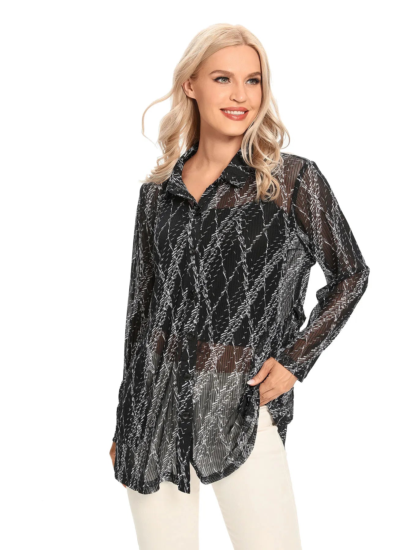 Women Woven Fashionable Casual Shirt For Spring And Autumn