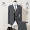 3-piece set(Jacket + vest+pants)  black striped suit slim fit luxurious and elegant men's business suit wedding