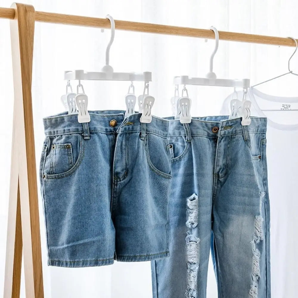 360° Rotatable H Shaped Trouser Hanger Efficient Wind-Resistant Underwear Drying Rack Space Saving with Clips Garment Hanger