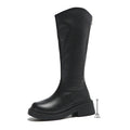 Women's High-top Fashion Boots Spring Autumn Round Toe High-Heeled Boots with Back Zipper Comfortable Simple High-Top Boots