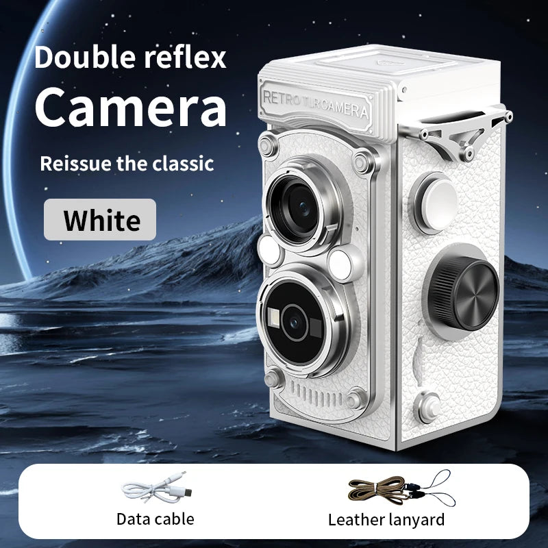 Retro Mini Digital Camera 1080P Dual Lens Design Vintage Manual Joystick Operation 1.54 Inch Portable Camera for Christmas Gift
