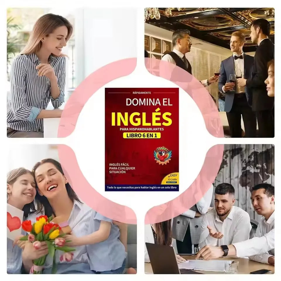 Beginner English Books 6-in-1 Spanish Edition - Easy Language Learning Workbook with Dictionary for Reading Study Supplies