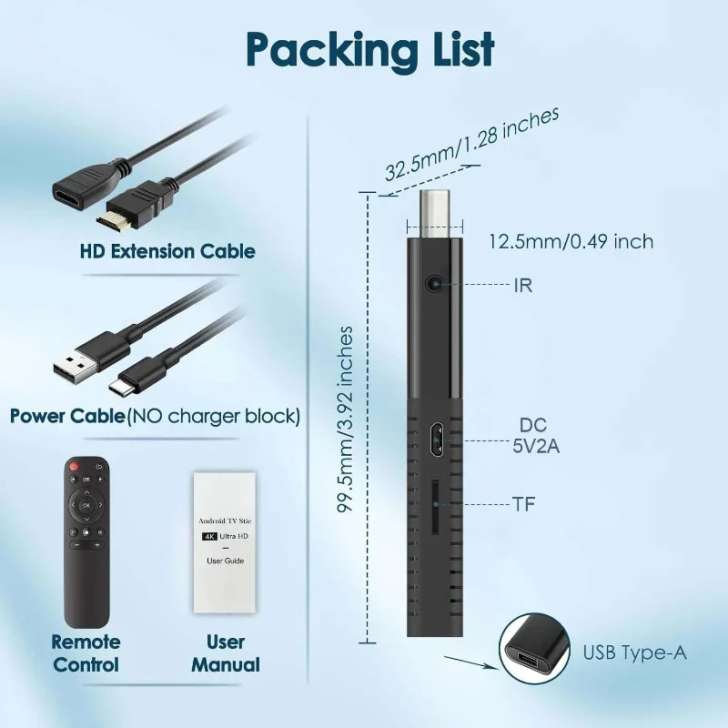TVR3 HDMI TV Stick Android 15 2.4G&5G Dual Wi-Fi Allwinner H313 1G 8G Quad Core Smart TV Box Streaming Media Player Set-top Box