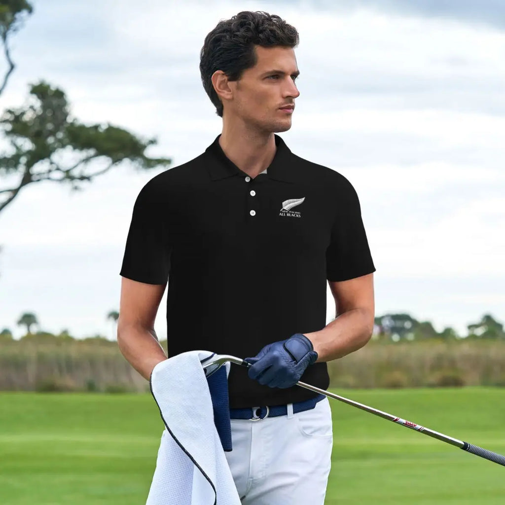 All Blacks Rugby Polo Shirts for Men Casual Solid Color Mens Polos Brand Versatile Clothing