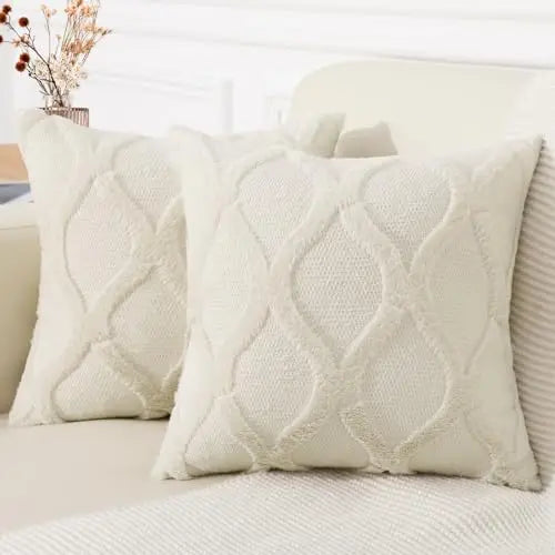 HAPIHAPPY Plush Throw Pillow Covers 12X20 Set of 1 Faux Fur Wool Bed Sofa Living Room Throw Pillow Covers Soft Home PillowCovers