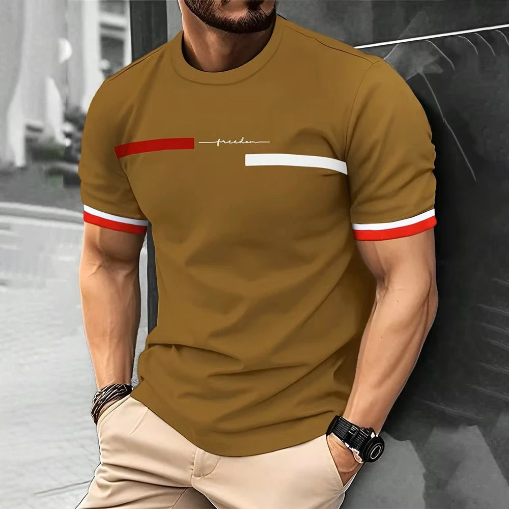 Summer Men's T-shirt Top Casual Loose Fit Oversized T-shirt PARI Letter Pattern Printed Round Neck Short Sleeved Homme Vêtement - Free Item.