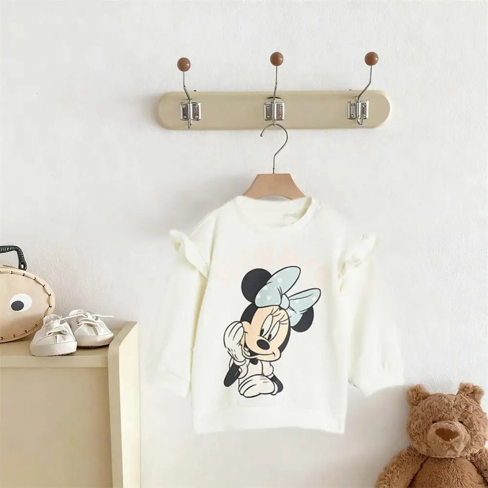 Girls Sweatshirts Long Sleeve Cartoon Printed Crewneck Tops New Design Clothes Minnie Hoodies Spring Autumn Wear Lovely Tops