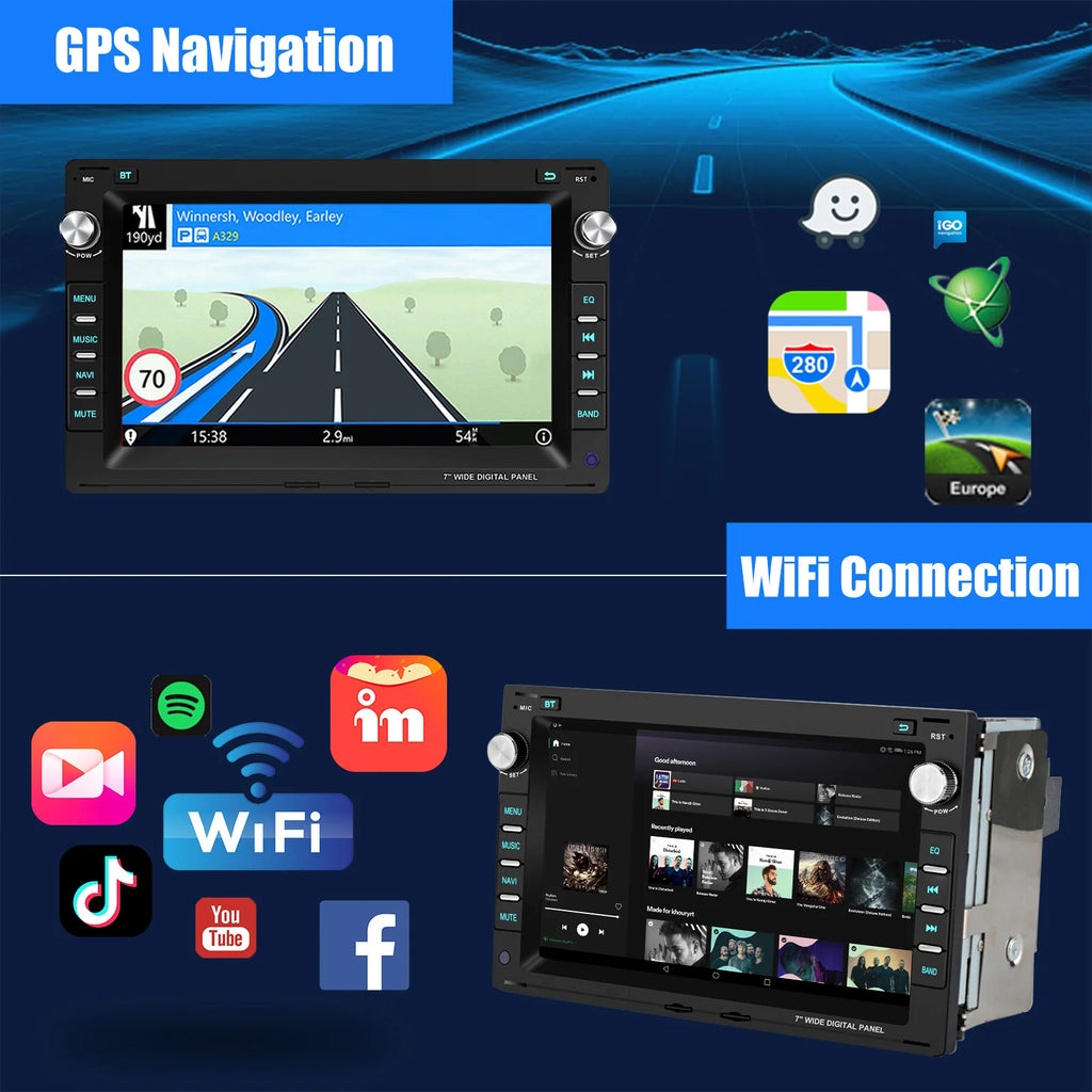 ESSGOO 7" Android 14 2+64G Wireless Apple Carplay Autoradio Für VW Polo 9N Golf 4 Passat B5 T5 GPS NAVI RDS Wifi Bluetooth FM EQ