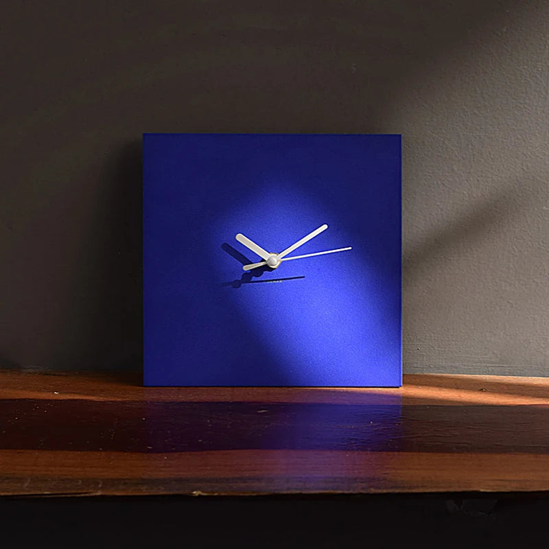 Klein Blue Modern Minimalist Metal Wall Clock Silent Creative Living Room Timepiece for Home Decor