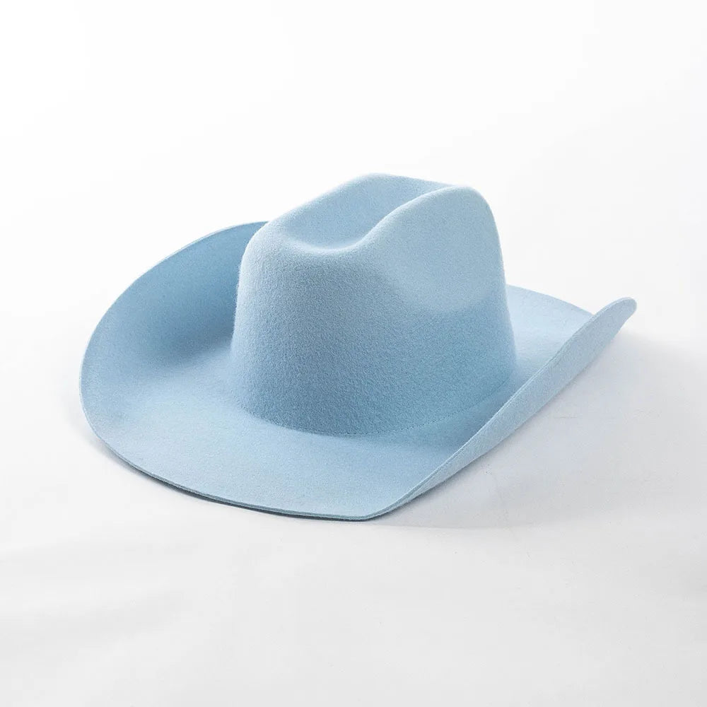 USPOP 100% Wool Cowboy Hat Unisex Wide Brim Felt Hat Solid Color Classic Fedora Style Multiple Sizes S–XL Autumn Winter