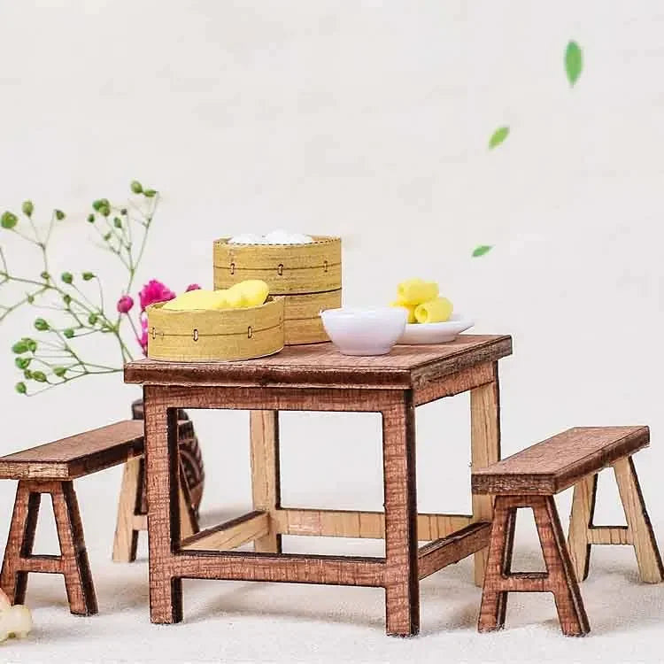 DIY Dollhouse Creative Chinese Style House Wooden Hand-assembled Street View Theater DIY Ornaments Food and Play Model Toys