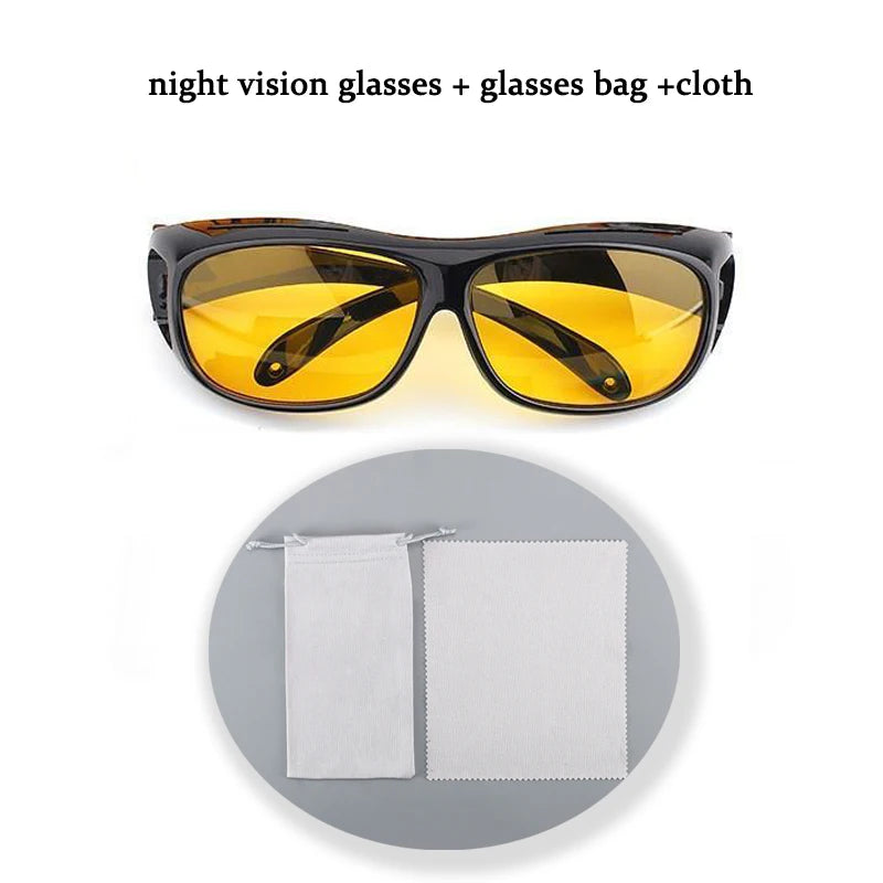 Night Vision Glasses For Women Men Outdoor Sports Oversized Driver Anti-Glare For Night Driving Can With Prescription Glasses