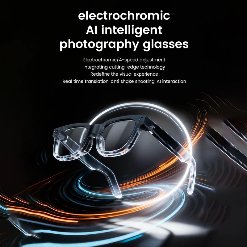 E02C Smart Glasses HD Photo Video Record OpenAI Real-time Translation Touch Photochromic Lenses Bluetooth Call Music Glasses