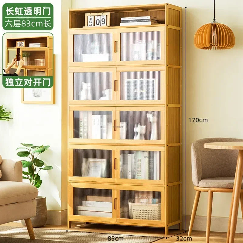 Home Living Room Furniture Stand Storage Cabinet Modern Rattan Bamboo Living Room Cabinet Changhong Glass Door Layered Shelf jl