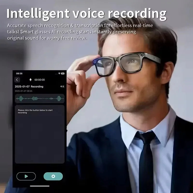 2026 AI Smart Glasses with 8MP Camera Video Recording 100+ Languages Translation Sunglasses Bluetooth Call Music Play Men Women