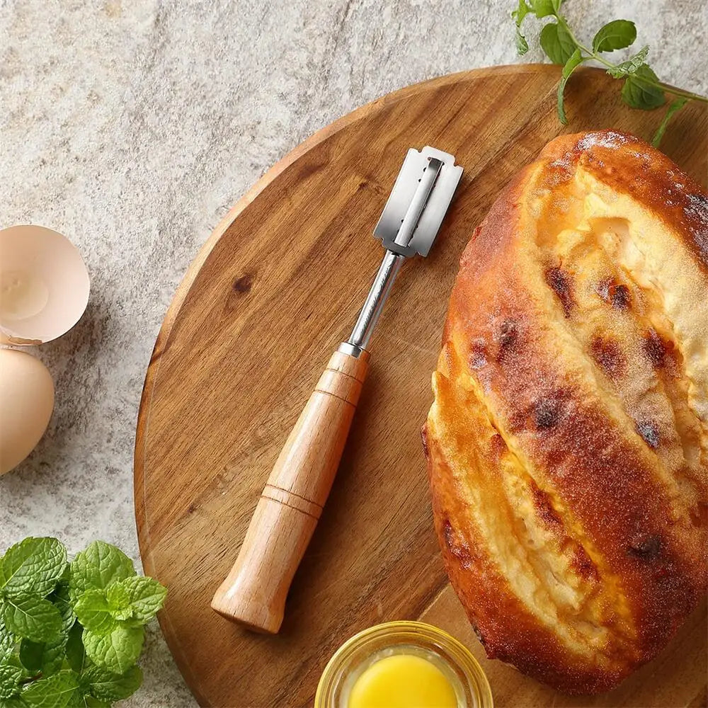 Baking Tools Accessories for kitchens Bread cutting tools with wooden handles for bakers with knives with 5 baking parts