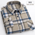 New Spring Long Sleeve Plaid Shirts For Men 100% Cotton Flannel Plus Size Easy care Confortable Top Casual Smart Dress Shirts