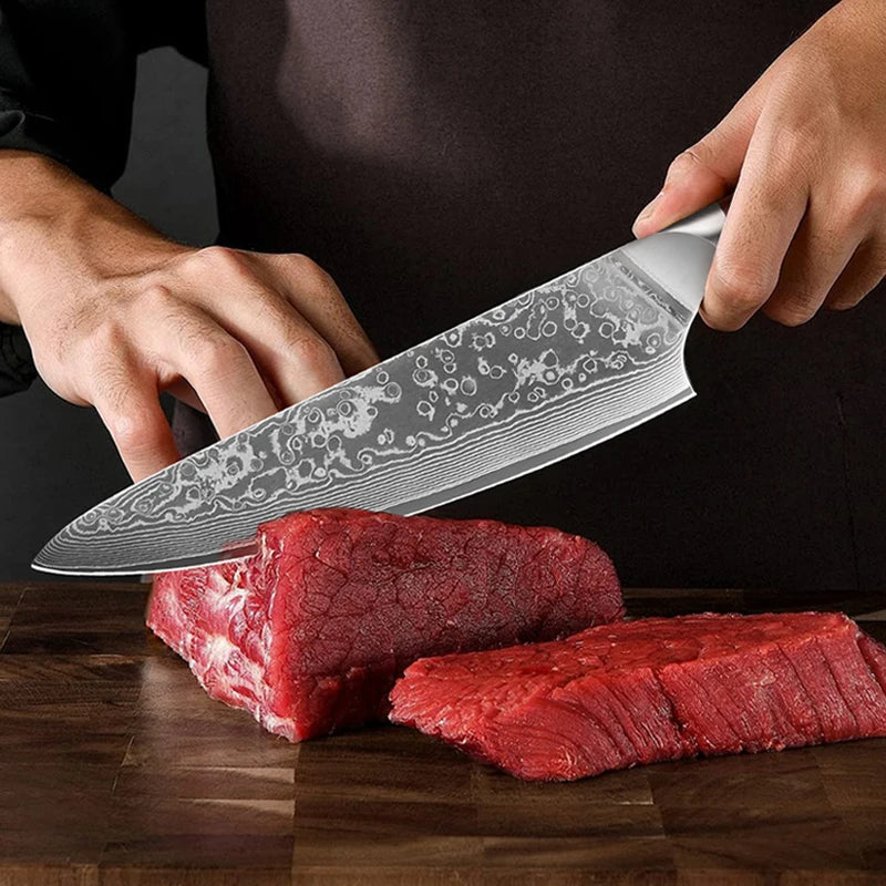 8 Inch Kitchen Chef Knife Set cooking kitchen Knife Japanese Kitchen Damascus Steel knife  Sharp Vegetable knife Rosewood Handle