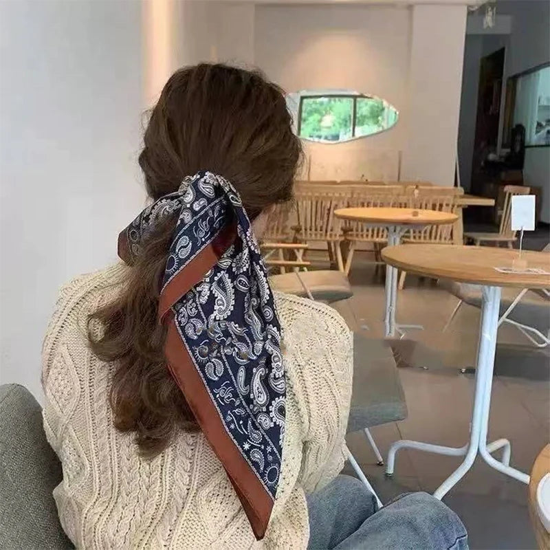 Scarf 100% Silk Square Scarves Women Satin Luxury Lady Bandana Print Scarf Head Band Hair Shawl Wrap Neckerchief