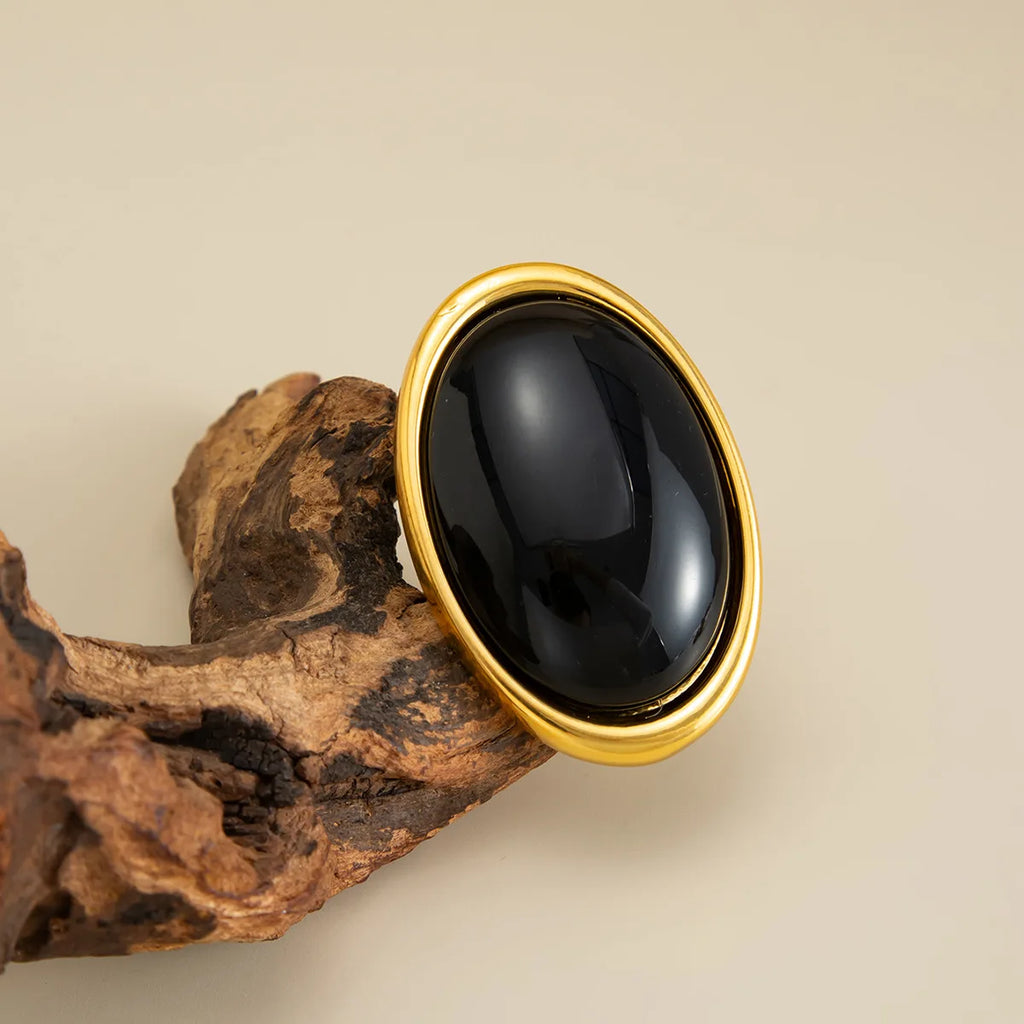 Classic Simple Geometry Red Oval Resin Finger Ring Women Vintage Elegant Rings Charm Party Accessories Jewelry Gift