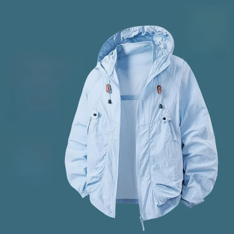 UV Protection Ice Silk Lightweight Outdoor Jacket for Men Breathable Skin Shirt Couple's Summer Fashion Urban Style Hat