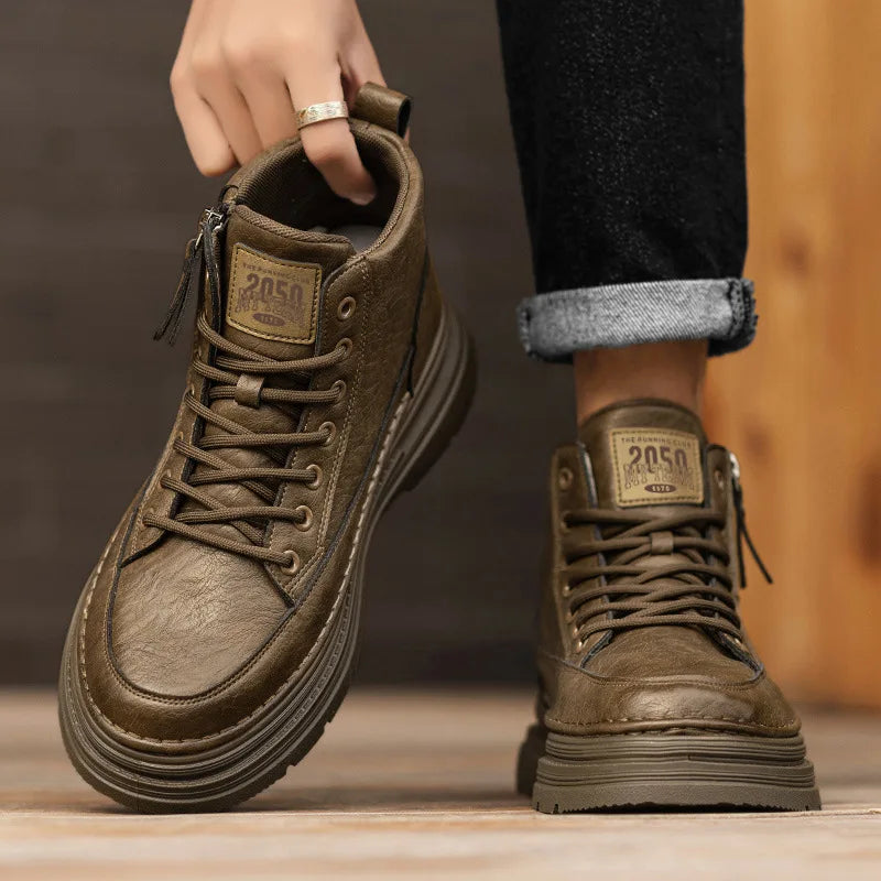 Men's high top boots new casual fashion comfort casual boots wear-resistant height increasing versatile high top workwear boots