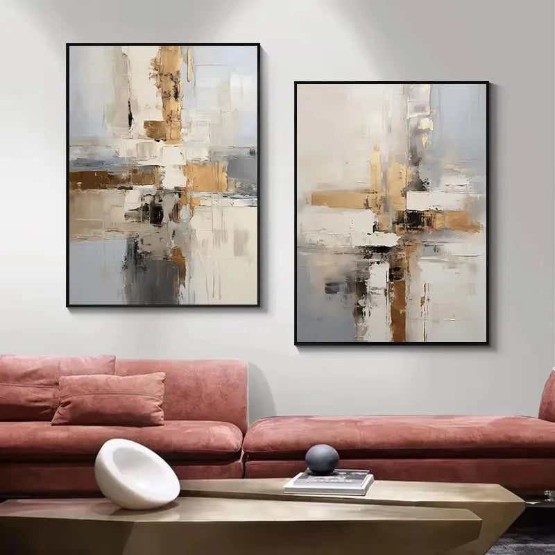 2pcs/set Sage Green Abstract Geometric Canvas Print Minimalist Landscape Wall Art Poster for Living Room Home Decoration Cuadros