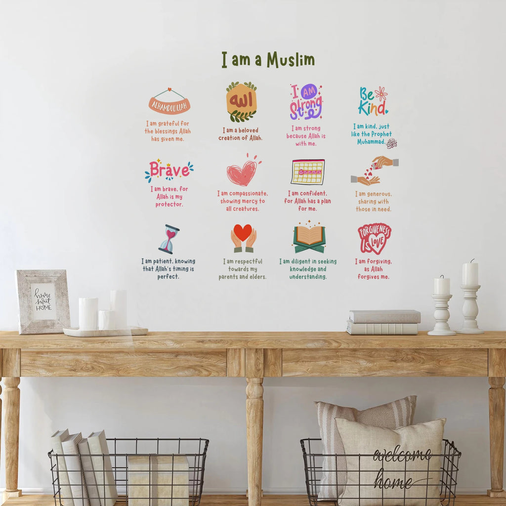 Islamic I am a Muslim Excitation  Wall Sticker Child Room Classroom Study Kids Room Office Art Decal Bedroom Living Home Decor