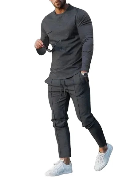 Men's Tracksuit Set Cotton Fleece Stylish Streetwear Slim Fit Pullover sweatshirts and Jogger  Set winter tracksuits for men