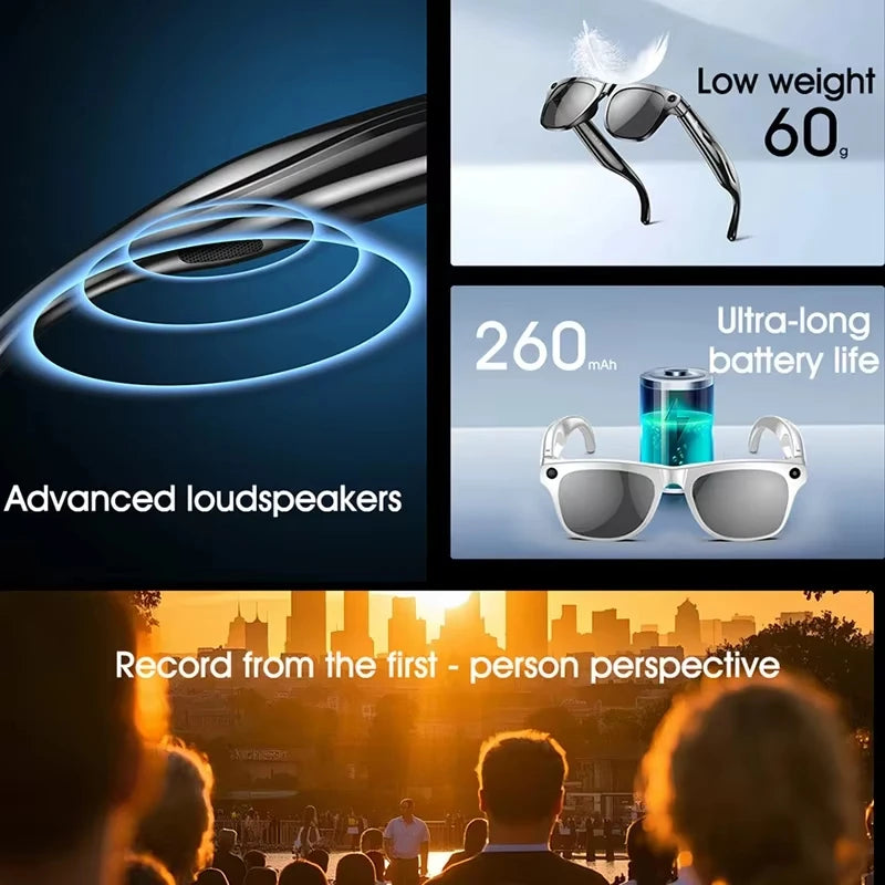 New Smart Bluetooth V5.3 Sunglasses Glasses Call Outdoor Sports Headphones HIFI Black Technology Anti-touch UV For Men And Women