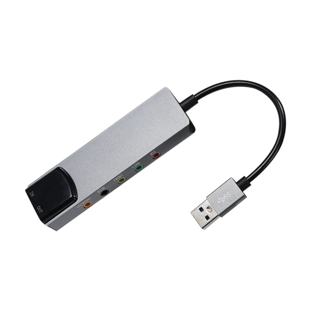 External USB Optical Sound Card 6-in-1 USB Audio Interface External Audio Adapter Soundcard for Laptop Headset USB Sound Card