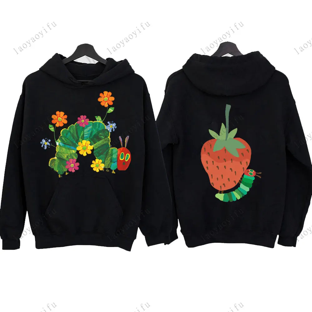 Hungry Caterpillar Printed Hooded The Very Hungry Caterpillar Hoodies Aesthetic Clothes Autumn and Winter Keep Warm Sweatshirt