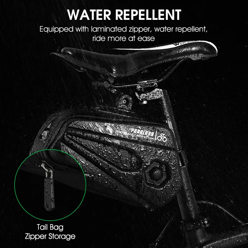WEST BIKING Bicycle Tail Bag 2.6L Capacity Reflective Cycling Saddle Bag Waterproof Hard Shell Pouch MTB Road Bike Accessories