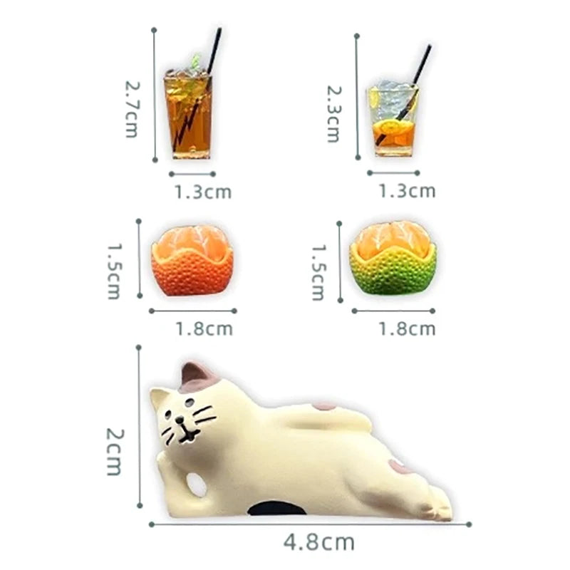 Auto Interior DIY Mini Cat Lemon Tea Coffee Scene Car Dashboard Ornaments Accessory