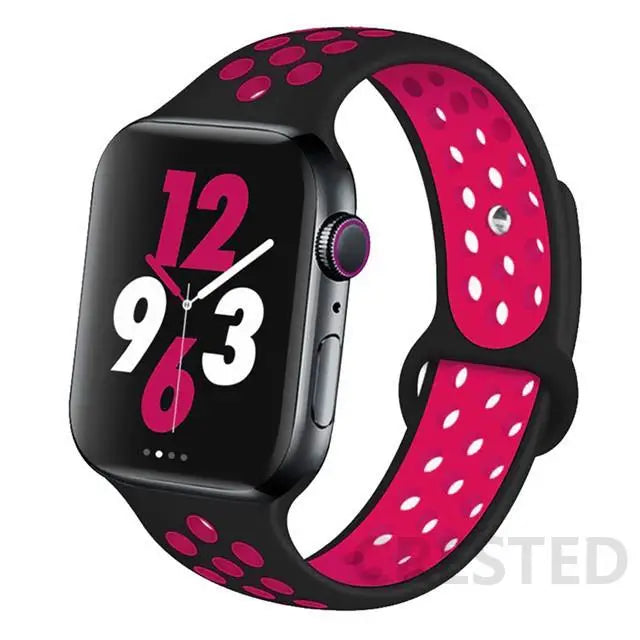 Silicone Strap For Apple Watch Band 45mm 44mm 40mm 49mm 41mm 38mm 42mm Sport bracelet iWatch Ultra 2 Series 9 8 7 6 se for nike