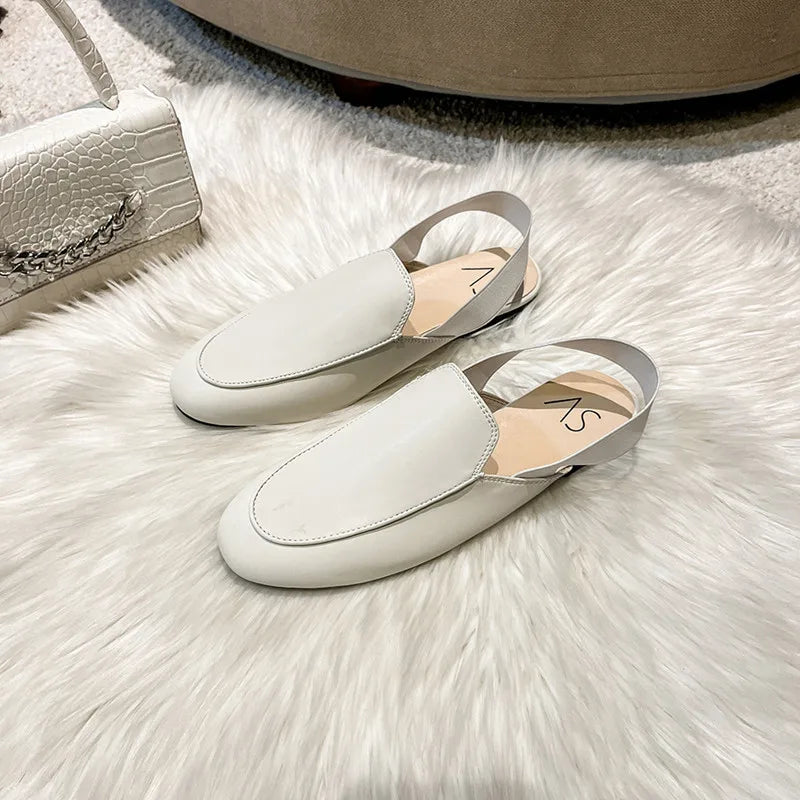 Rear elastic belt half slippers women summer wear Muller shoes 2023 new flat sandals