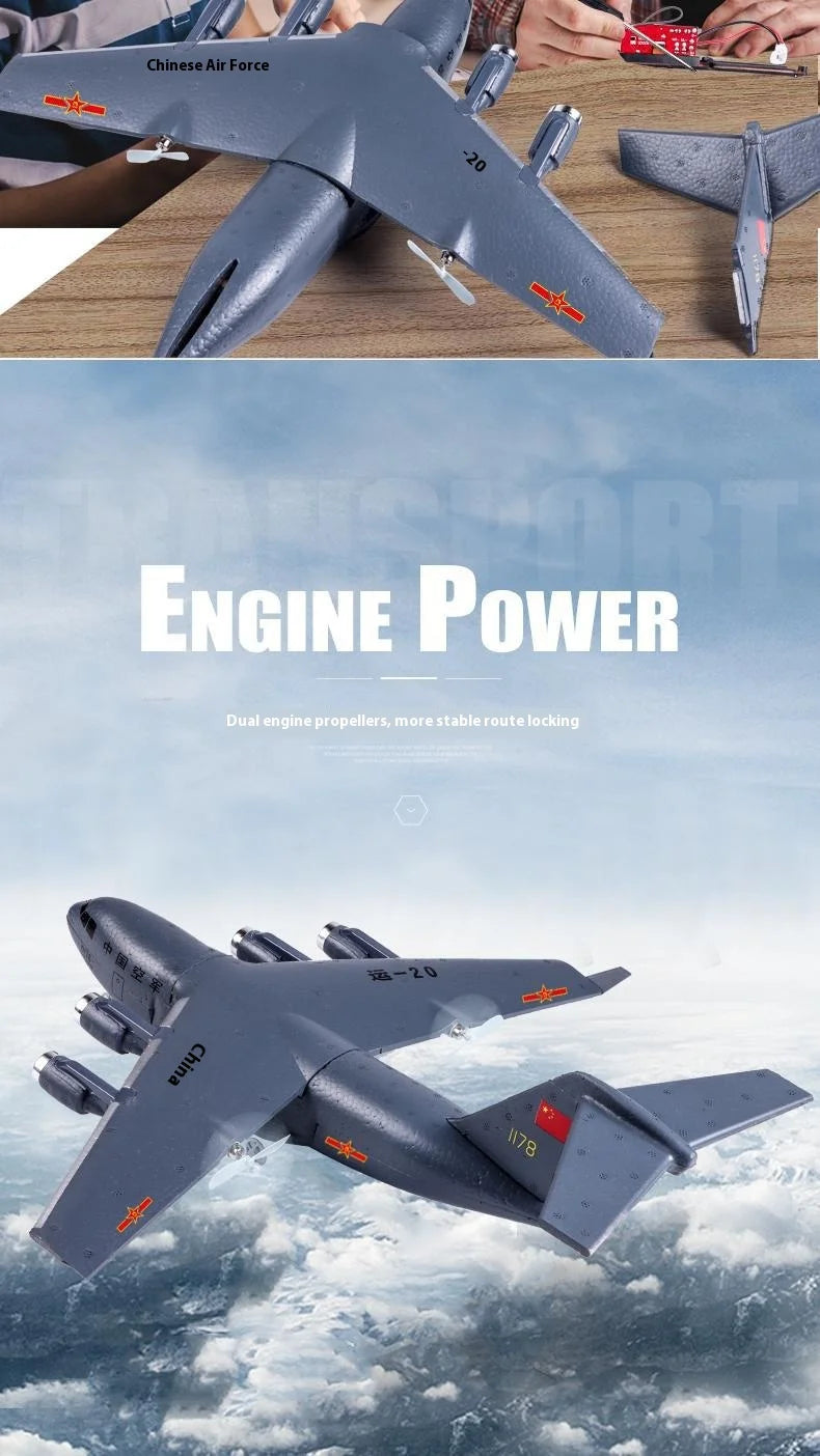 Rc Plane New Product: Chinese Military C17 Transport Aircraft, Y-20 Fixed Wing Qf005b Remote Control Glider, Diy Model Aircraft