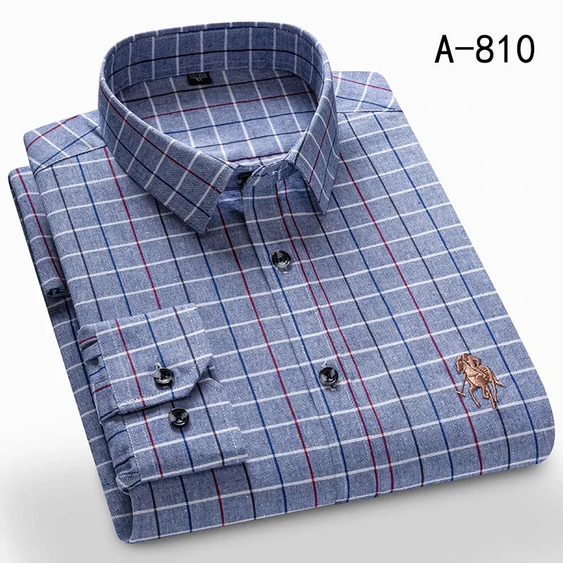 New Spring Fashion Flannel Long Sleeve Shirts For Men Plaid Plus Size Cotton Warm Soft Clothing Business Chic Smart Dress Shirts