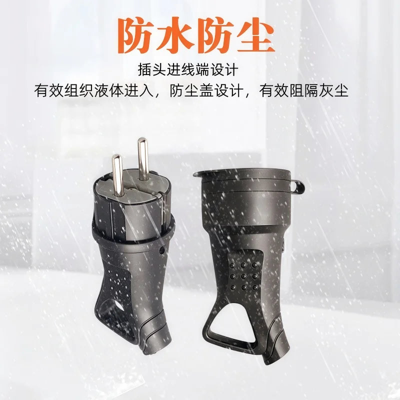 EU Rubber Waterproof Socket Plug Electrial Grounded European Connector With Cover IP54 For DIY Power Cable Cord 16A 250V