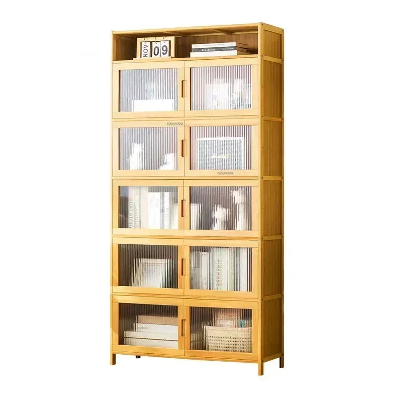 Home Living Room Furniture Stand Storage Cabinet Modern Rattan Bamboo Living Room Cabinet Changhong Glass Door Layered Shelf jl