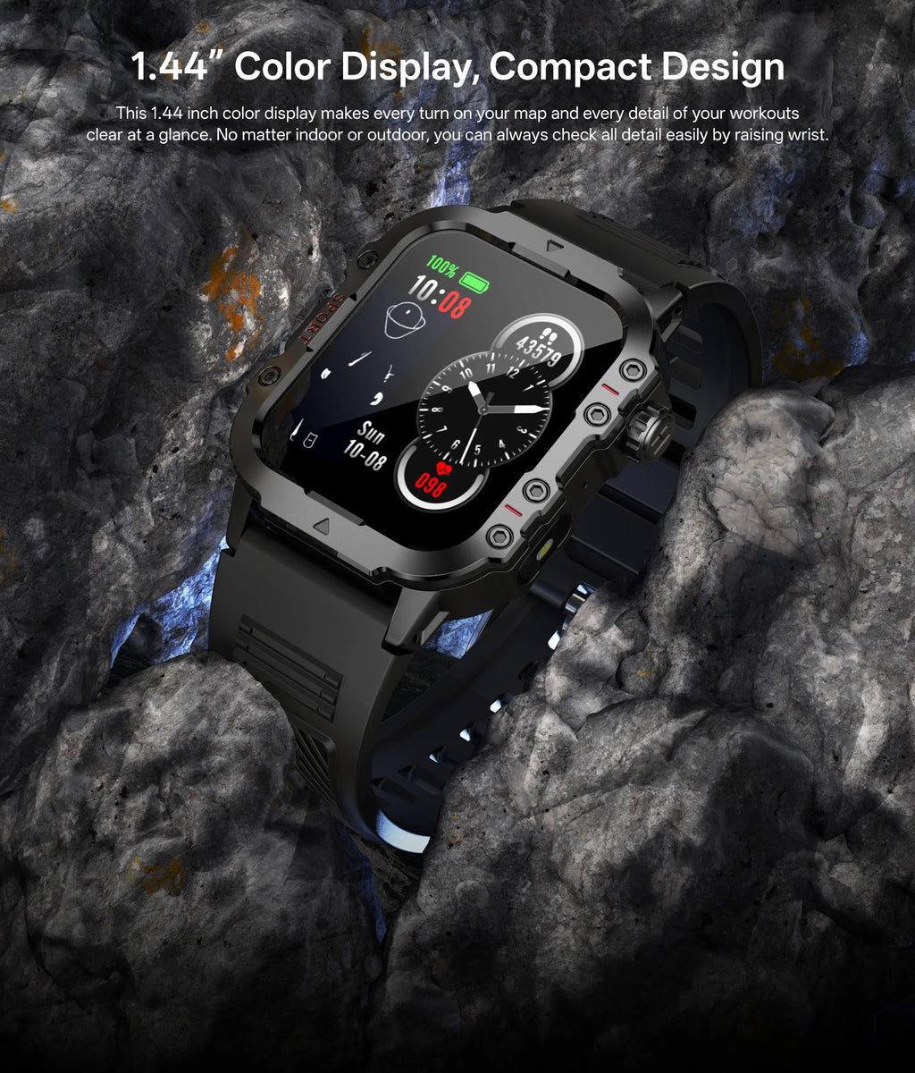 2025 New for Xiaomi Military Smart Watch Men IP67 3ATM Outdoor Sports Fitness Tracker Health Monitor 1.44Inch BT Call Smartwatch